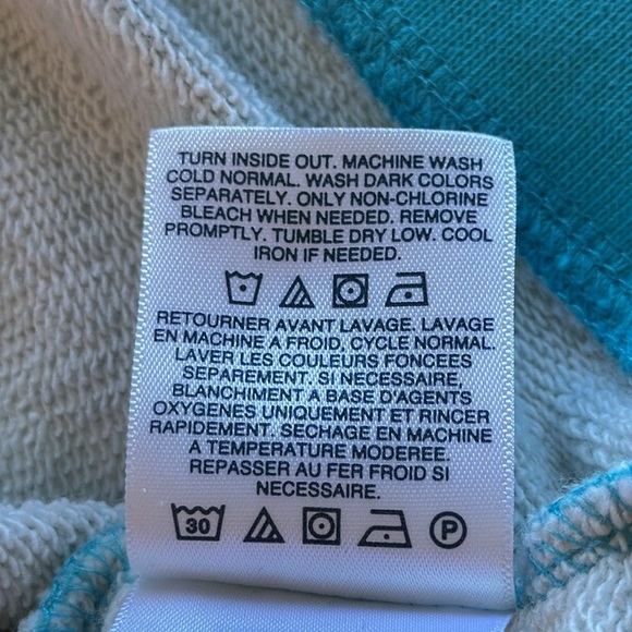 Lands’ End Serious Sweats aqua/white tie-dye sweatshirt, size XS (2–4) - Picture 7 of 7